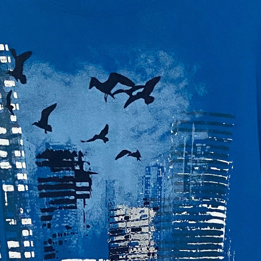 new Express ★ Flocked Graphic Night Tee ★ Cerulean - Picture 4 of 11